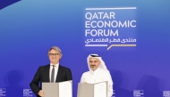 QFC CEO Yousuf Mohamed Al-Jaida and Ashmore Group CEO, Mark Coombs, during the MoU signing at QEF 2025.
