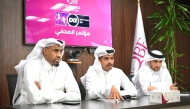 From left: Director of the National 3x3 Basketball Teams Yassin Ismail, Tournament Director Talal Saad Al-Mughaiseeb, and Media Committee member Dr. Khalid Al-Qahtani during a press conference yesterday.