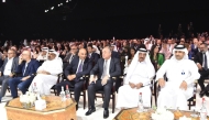 Minister of Culture H E Sheikh Abdulrahman bin Hamad Al-Thani (first right) headed Qatar's delegation to the summit.
