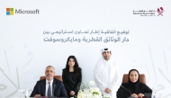 National Archives of Qatar Secretary-General Dr. Ahmed Abdullah Al Buainain  (second right) and other officials at the signing ceremony.