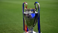 The UEFA Champions League trophy is displayed on the pitch at the Allianz Arena stadium before the UEFA Champions League final football match between Paris Saint-Germain (PSG) and Inter Milan in Munich, southern Germany, on May 31, 2025.
