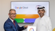 QIC Group CEO Salem Al Mannai receiving an award from Google Cloud Vice President, EMEA South, Anthony Cirot.