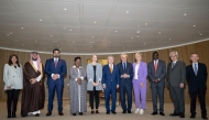 QOC President H E Sheikh Joaan bin Hamad Al Thani poses for a photograph with other board members of the Olympic Refuge Foundation.
