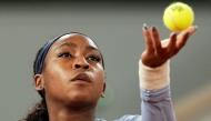 US Coco Gauff serves to US Madison Keys during their women's singles quarter-final match on day 11 of the French Open tennis tournament on Court Philippe-Chatrier at the Roland-Garros Complex in Paris on June 4, 2025. (Photo by Dimitar Dilkoff / AFP)