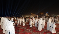 A traditional troupe performs as part of Eid Al-Adha celebrations at Katara yesterday.