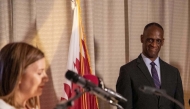US Ambassador H E Timmy T. Davis looks on as Deputy Chief of Mission Stefanie Altman-Winans speaks at the reception. 