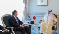 Minister of State for Foreign Trade Affairs at the Ministry of Commerce and Industry, H E Dr. Ahmad bin Mohammed Al-Sayed with Deputy Minister of Foreign Affairs of the Hellenic Republic, H E Tasos Chatzivasileiou, yesterday.