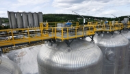 The Pretreatment facilities of a carbon capture plant of cement manufacturer Heidelberg Materials is pictured at Brevik on June 18, 2025. Photo by Jonathan KLEIN / AFP