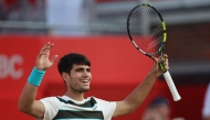 Spain’s Carlos Alcaraz celebrates after beating Spain’s Jaume Munar.