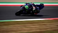 Monster Energy Yamaha MotoGP team's French MotoGP rider Fabio Quartararo steers his motorbike during the free practice sessions on the eve of the Italian Moto GP Grand Prix at Mugello circuit, in Mugello, near Florence, on June 21, 2025. (Photo by Tiziana Fabi / AFP)