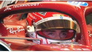 Ferrari's Monegasque driver Charles Leclerc sits in his car in the pits during the qualifying session at the Red Bull Ring race track in Spielberg, Austria, on June 28, 2025, ahead of the Formula One Austrian Grand Prix. (Photo by Darko Bandic / POOL / AFP)
