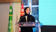 Minister of Social Development and Family HE Buthaina bint Ali Al Jabr Al Nuaimi addressing the high-level regional meeting in Tunisia.