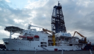 (Files) Japan's deep-sea drilling vessel Chikyu is seen anchored at a pier in Shimizu port, Shizuoka prefecture on September 11, 2013. (Photo by Toshifumi Kitamura / AFP)