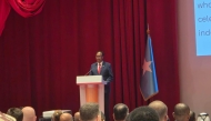 Ambassador of Somalia to Qatar H E Dr. Mohamed Ahmed Sheikh Ali speaking at the event.