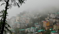 A general view of McLeod Ganj on a rainy day on July 3, 2025. (Photo by Niharika KULKARNI / AFP)