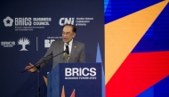 Malaysia's Prime Minister Anwar Ibrahim speaks during the BRICS Business Forum in Rio de Janeiro, Brazil, on July 5, 2025. (Photo by Daniel RAMALHO / AFP)