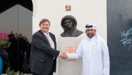 Katara General Manager Dr. Khalid bin Ibrahim Al Sulaiti and Ambassador of Russia to Qatar H E Dmitry Dogadkin during the  inauguration of the Russian Corner yesterday in front of the Al Thuraya Planetarium, Building No. 41. The Russian Corner features a bust of Yuri Gagarin, the Soviet cosmonaut and the first human to travel into outer space. This sculpture is created by Russian artist Alexei Leonov.