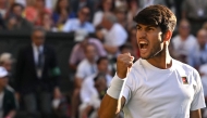 Spain’s Carlos Alcaraz celebrates after defeating Britain’s Cameron Norrie.