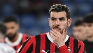 (FILES) AC Milan's French defender #19 Theo Hernandez reacts at the end of the Italian Cup (Coppa Italia) final football match between AC Milan and Bologna at the Olympic stadium in Rome, on May 14, 2025. (Photo by Isabella BONOTTO / AFP)
