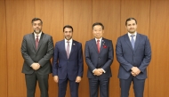 CEO of Invest Qatar Sheikh Ali Alwaleed Al-Thani, CEO of QFZ Sheikh Mohammed bin Hamad bin Faisal Al-Thani with other officials during the meeting.