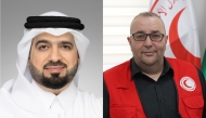 Secretary-General of QRCS Faisal Mohamed Al-Emadi (left), and Director-General of PRCS Khaled Abu Ghoush (right). 