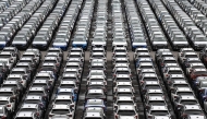 (FILES) New vehicles are parked at Daikoku Pier in Yokohama on April 2, 2025. (Photo by Philip FONG / AFP)