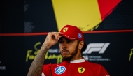 Ferrari's British driver Lewis Hamilton speaks during a press conference three days ahead of the Formula One Grand Prix of Belgium at the Spa-Francorchamps circuit in Francorchamps, on July 24, 2025. (Photo by Dimitar DILKOFF / AFP)
