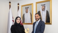  Undersecretary of the Ministry of Labour H E Sheikha Najwa bint Abdulrahman Al Thani with the Director of the International Labour Organization Office in Doha Max Tuñón during the event.