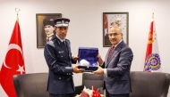 Director General of Public Security Major General Mohammed Jassim Al Sulaiti with Director General of the National Police of the Republic of Türkiye H E Mahmut DEMİRTAŞ during their meeting.