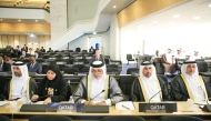 Speaker of the Shura Council H E Hassan bin Abdullah Al Ghanim with members of Qatari delegation at the conference held in Geneva, Switzerland.
