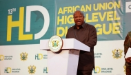 Ghanaian President John Dramani Mahama delivers a speech at the opening of the 13th African Union High-Level Dialogue on Democracy, Governance and Human Rights in Accra, Ghana, on July 29, 2025. (Xinhua/Seth)
