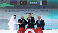 Qatar, Türkiye, Azerbaijan and Syrian officials during the pipeline opening in Kilis, Türkiye, yesterday, August 2, 2025.