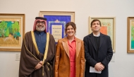 Minister of Culture of Buenos Aires H E Gabriela Ricardes (centre), Counsellor at the Embassy of Qatar in Argentina Ali Al-Binali (left) and Director General de Promoción del Libro Javier Martinez during the launch of the exhibition.