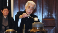 This photo taken on April 9, 2013 shows Sen Genshitsu, former head of the 