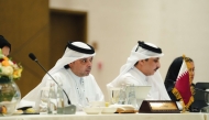 Qatari officials during the meeting in Muscat.