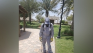 An Al Shamal Municipality worker during the cleanliness campaign.