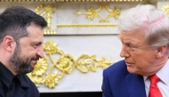 US President Donald Trump and Ukraine President Volodymyr Zelensky take part in a bilateral meeting in the Oval office of the White House in Washington, DC on August 18, 2025. (Photo by Mandel Ngan / AFP)
