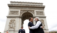 File: Indian Prime Minister Narendra Modi and French President Emmanuel Macron after a ceremony at the Arc de Triomphe in Paris on June 3, 2017. (Photo by Charles Platiau/Reuters/File)
