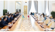 Prime Minister and Minister of Foreign Affairs H E Sheikh Mohammed bin Abdulrahman bin Jassim Al-Thani and Minister of Foreign Affairs of Uzbekistan H E Bakhtiyor Saidov co-chairing the meeting. 