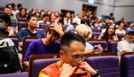 A participant practises his bird calls during the Hong Kong Bird Watching Society’s bird call competition at the University of Hong Kong on August 23, 2025. Photo by Leung Man Hei / AFP