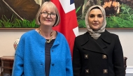 NHRC Chairperson H E Maryam bint Abdullah Al Attiyah  with UK's Special Envoy for Women and Girls' Affairs Baroness Harriet Harman.
