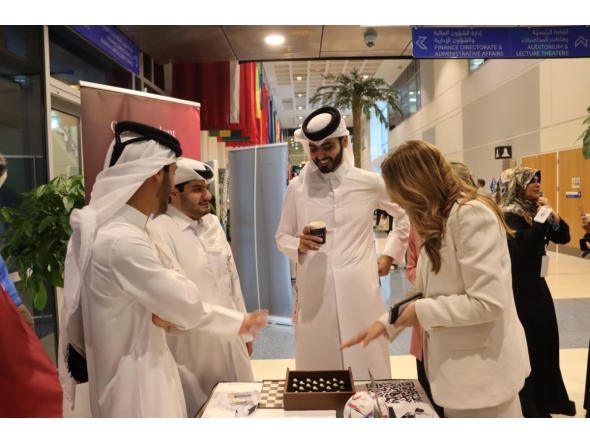Students during Clubs Fair activities at UDST.