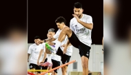 Al Sadd players attend team's training session.