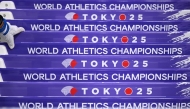Hurdles are arranged at the National Stadium in Tokyo on September 12, 2025, ahead of the World Athletics Championships. (Photo by Kirill KUDRYAVTSEV / AFP)
