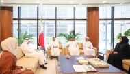 Undersecretary of the Ministry of Education and Higher Education H E Ibrahim bin Saleh Al Nuaimi with members of the GCC delegation during a meeting. 