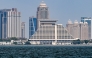 The Sheraton Grand Doha Resort and Convention Hotel (C), the venue for the 2025 Arab–Islamic extraordinary summit, is pictured in Doha on September 15, 2025. Photo by Mahmud Hams/ AFP