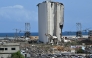 A picture shows a view of the destroyed Beirut port silos on August 1, 2025, as Lebanon prepares to mark the 5th anniversary of the August 4 harbour explosion that killed more than 250 people and injured thousands. (Photo by Joseph EID / AFP)

