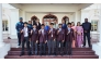 Medal winners with school officials.