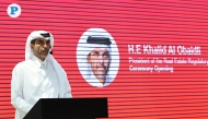 President of Real Estate Regulatory Authority, Khalid Al Obaidly addressing the opening of the Property Finder - Qatar Agents Summit. Pic: Salim Matramkot  