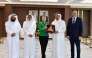Non-Resident Ambassador of Latvia to Qatar, H E Dana Goldfinča with QC Board Member Abdulrahman bin Abduljalil Al Abdulghani, along with other officials.